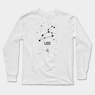 Leo Zodiac Sign Constellation (Black Print) Long Sleeve T-Shirt